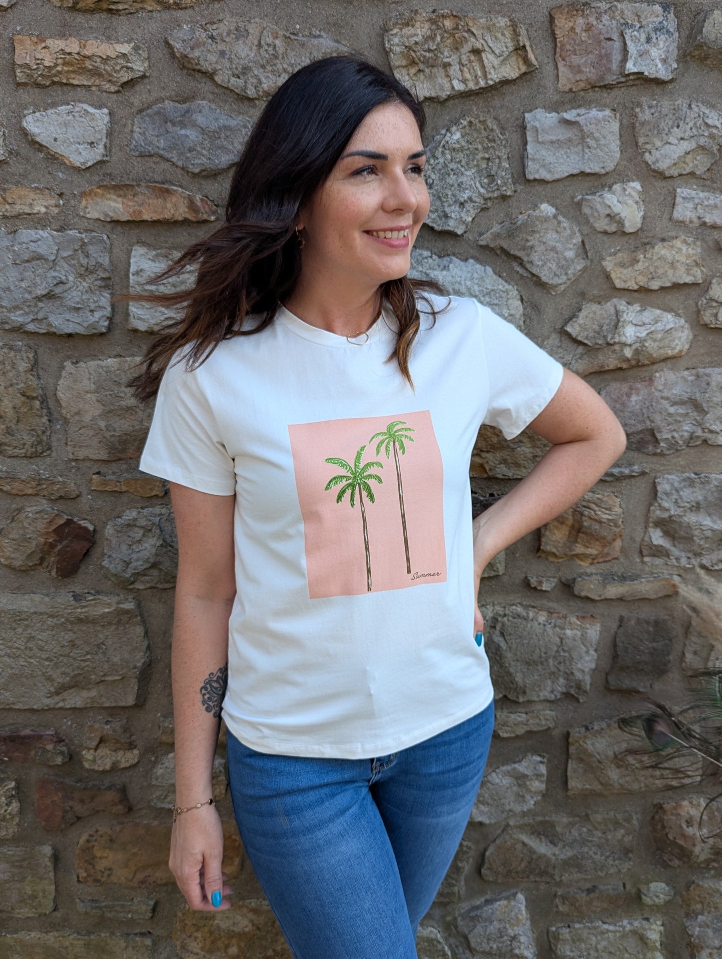 T-shirt PALMIERS (saumon)