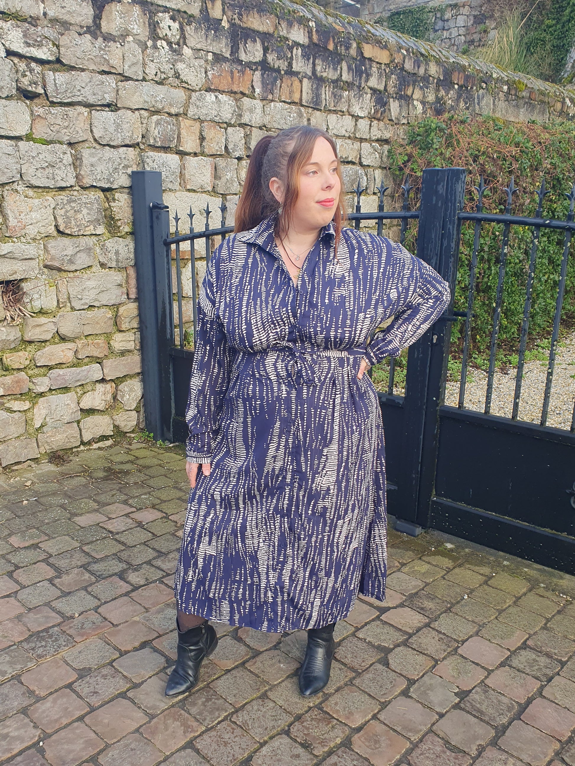 Robe chemise longue femme grande taille bleu marine
