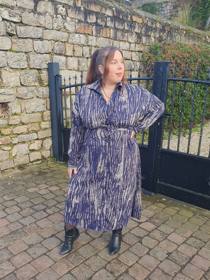 Robe chemise longue femme grande taille bleu marine
