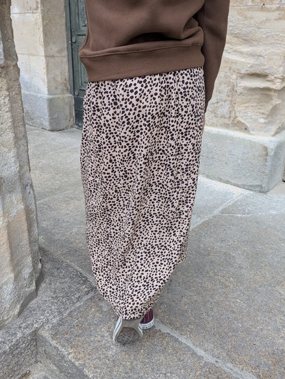 Jupe longue léopard fille avec chouchou assorti