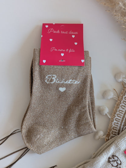 Chaussettes Bichette beige et camel femme