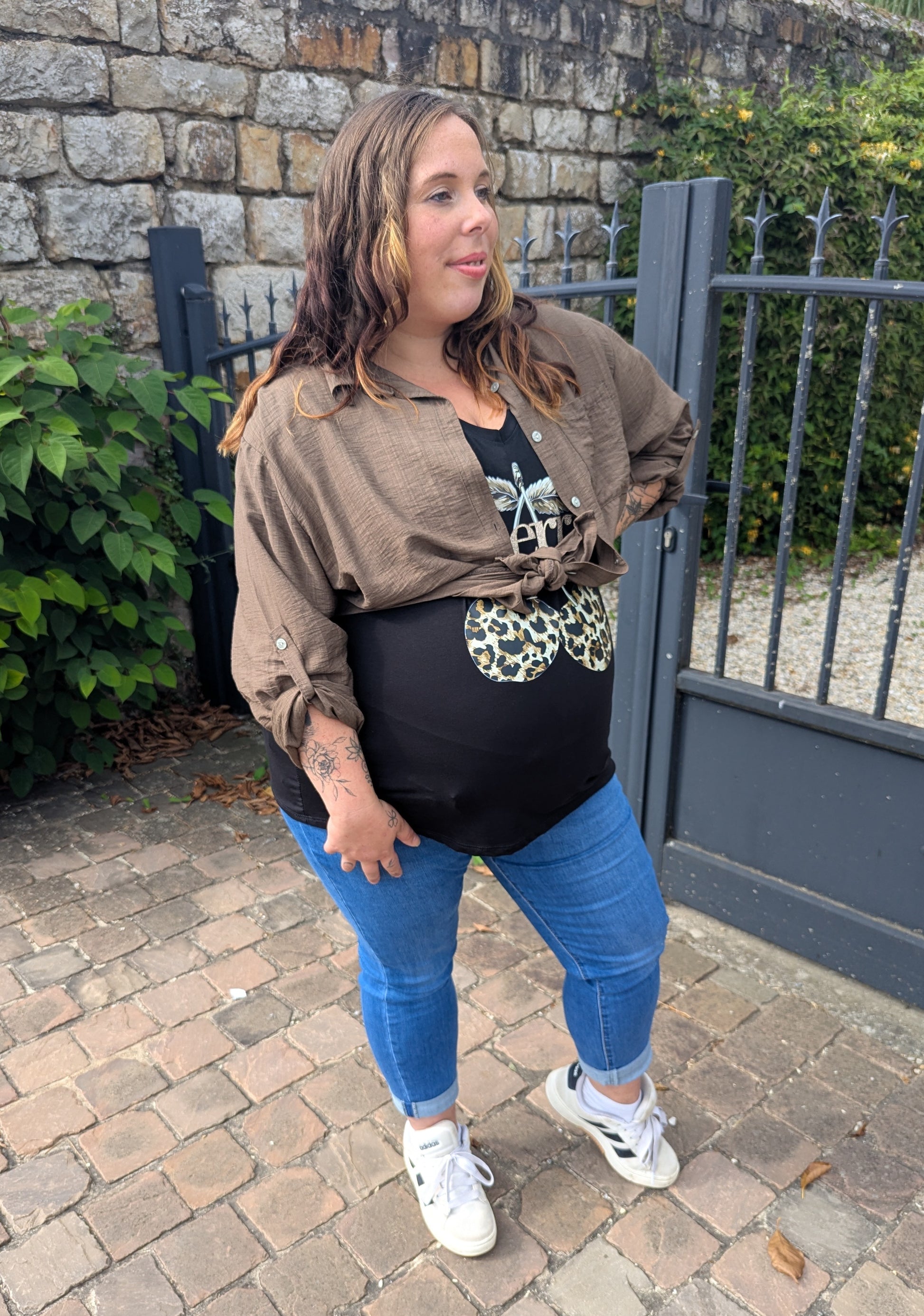 Chemise fluide marron chocolat grande taille femme
