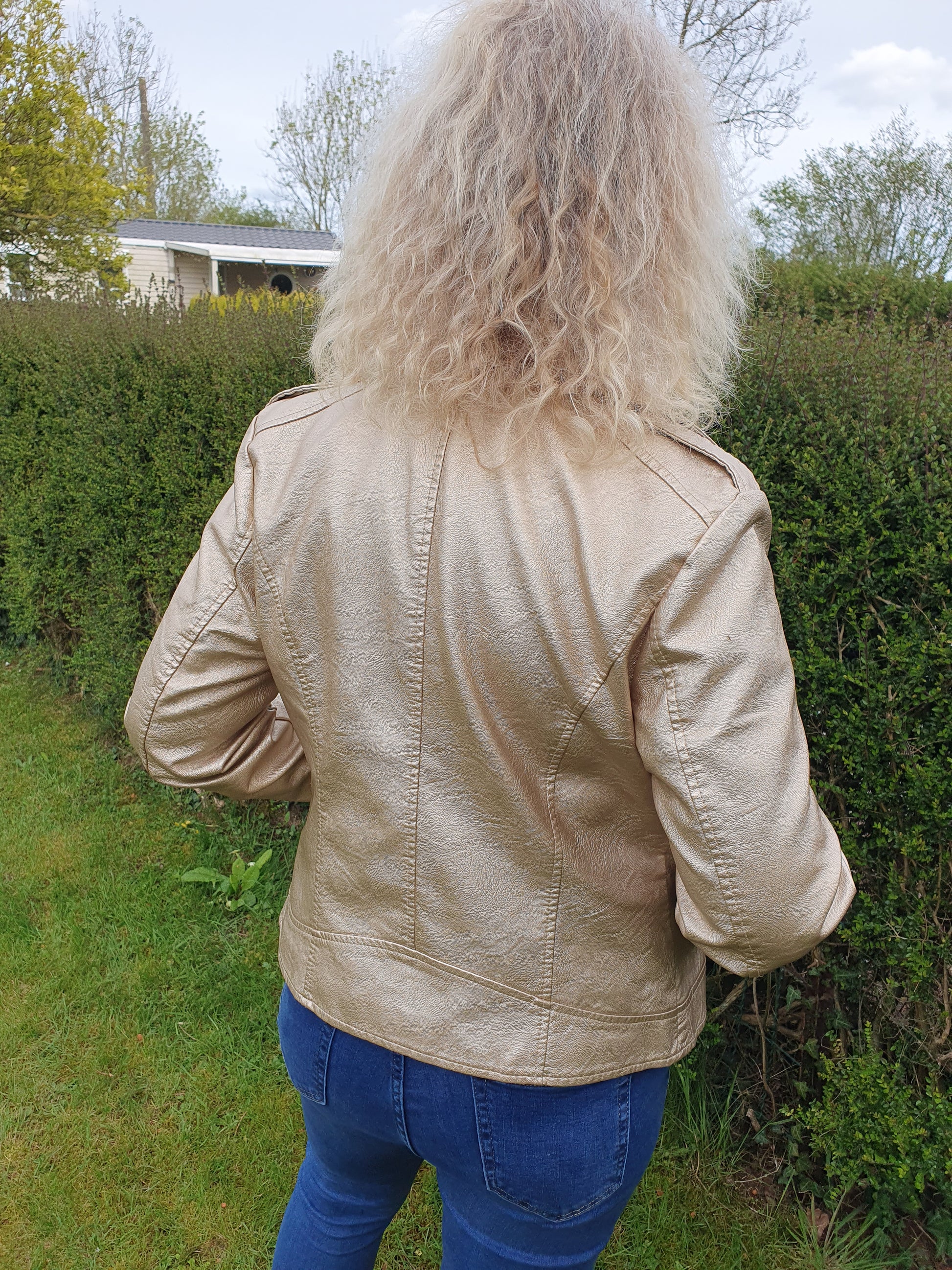 Perfecto doré en simili cuir femme gold grande taille