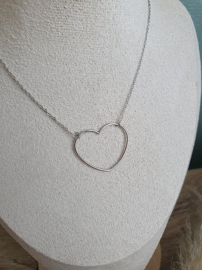 Collier forme de coeur acier inoxydable doré argenté femme