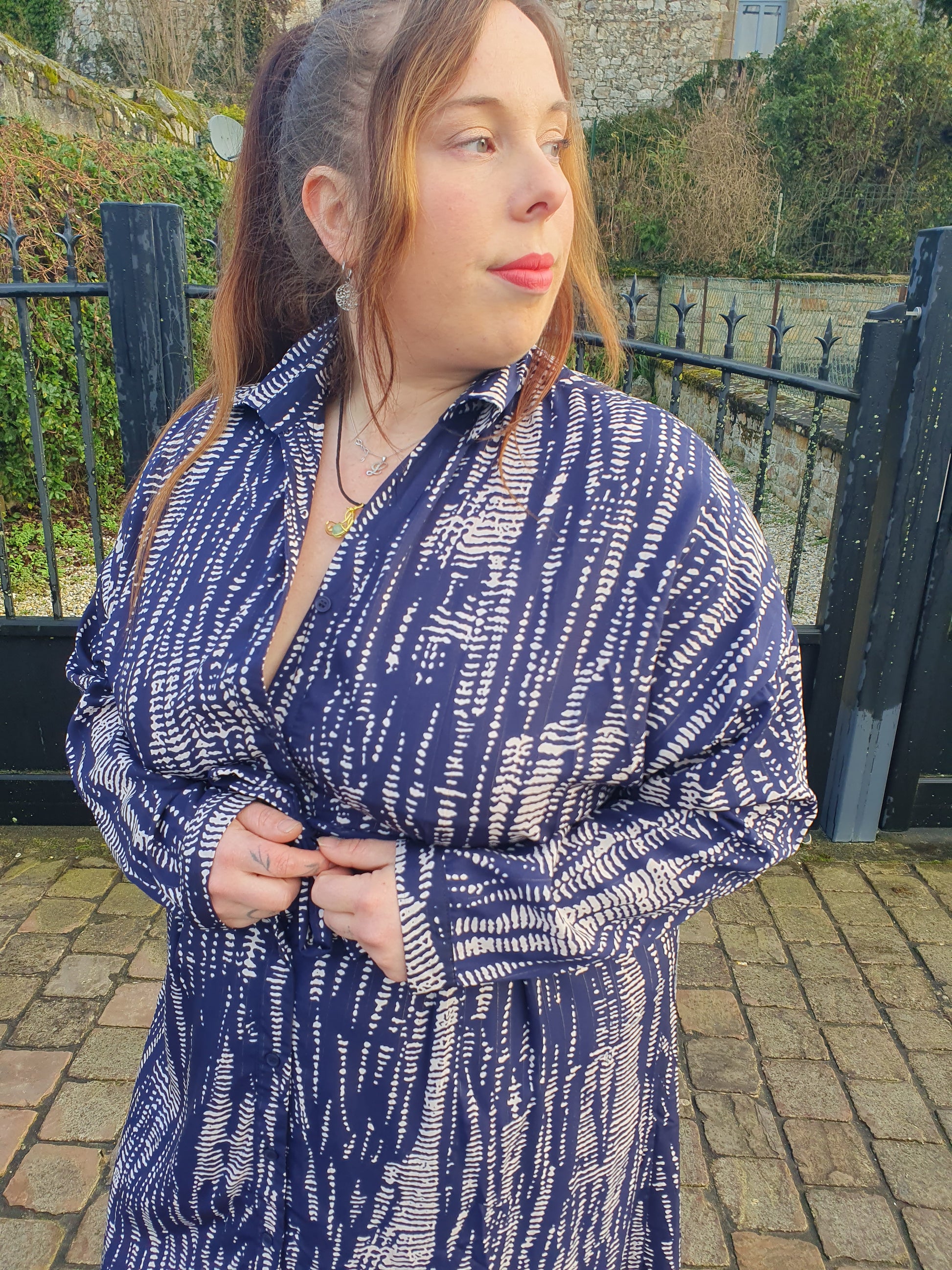 Robe chemise longue femme grande taille bleu marine