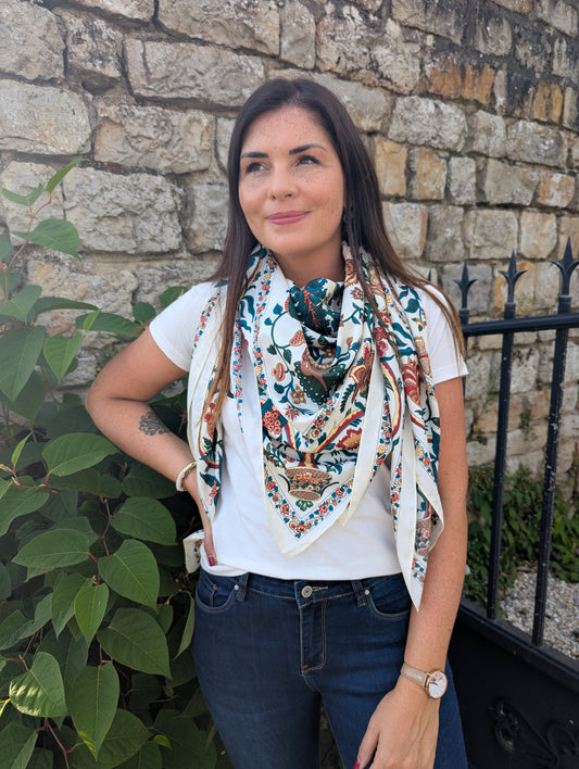 Foulard FLEURS (écru)