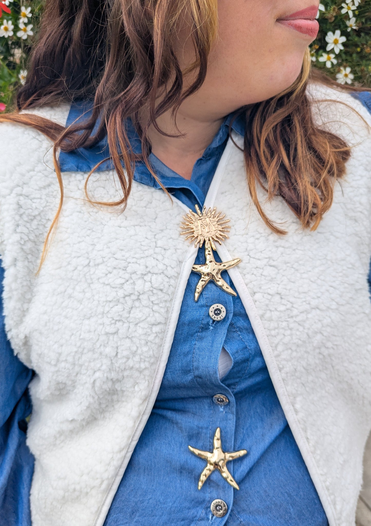 Gilet sans manche moumoute bouclette blanc écru
