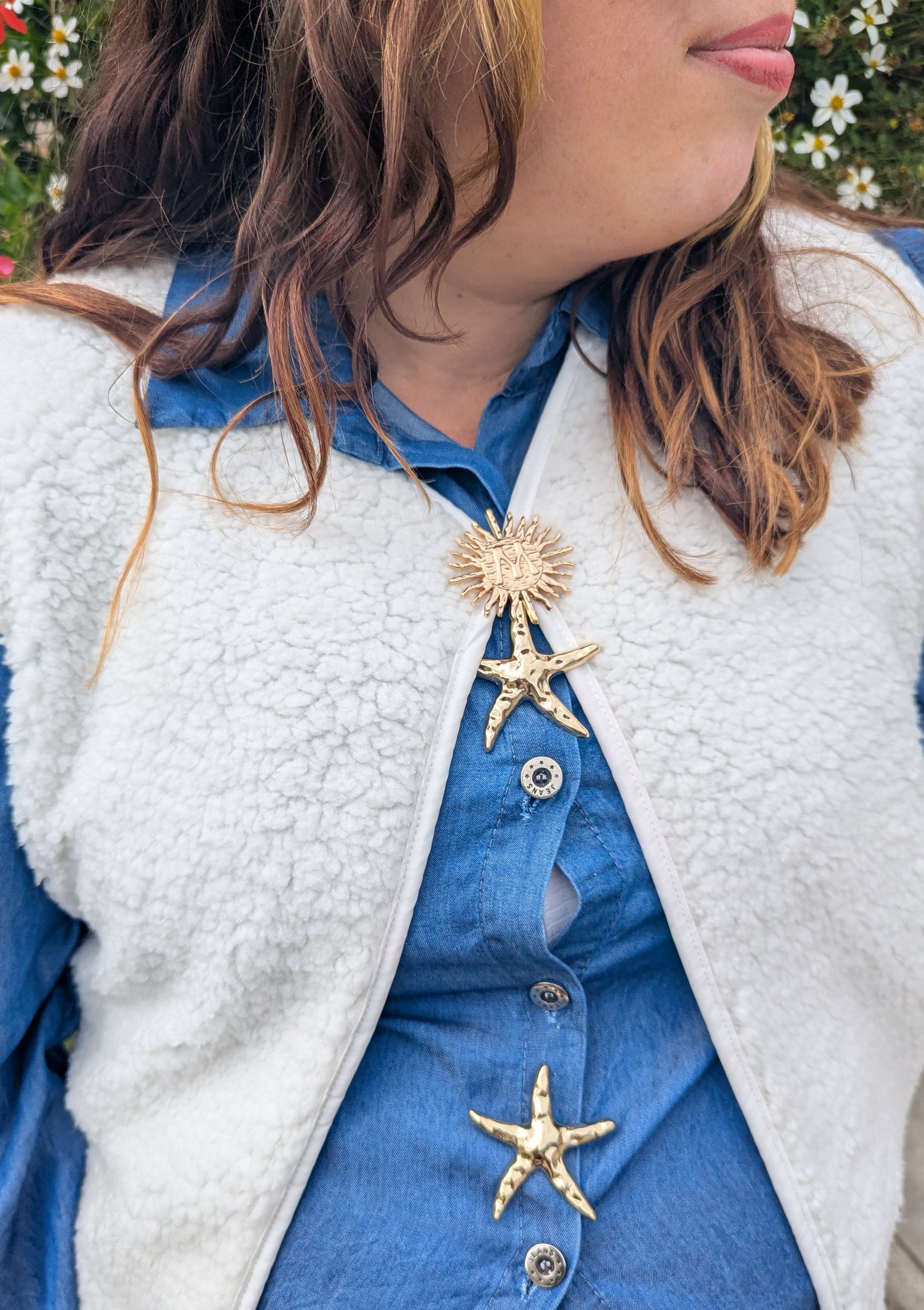 Gilet sans manche moumoute bouclette blanc écru