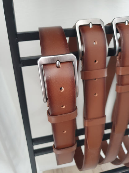 Ceinture en cuir véritable couleur camel pour homme
