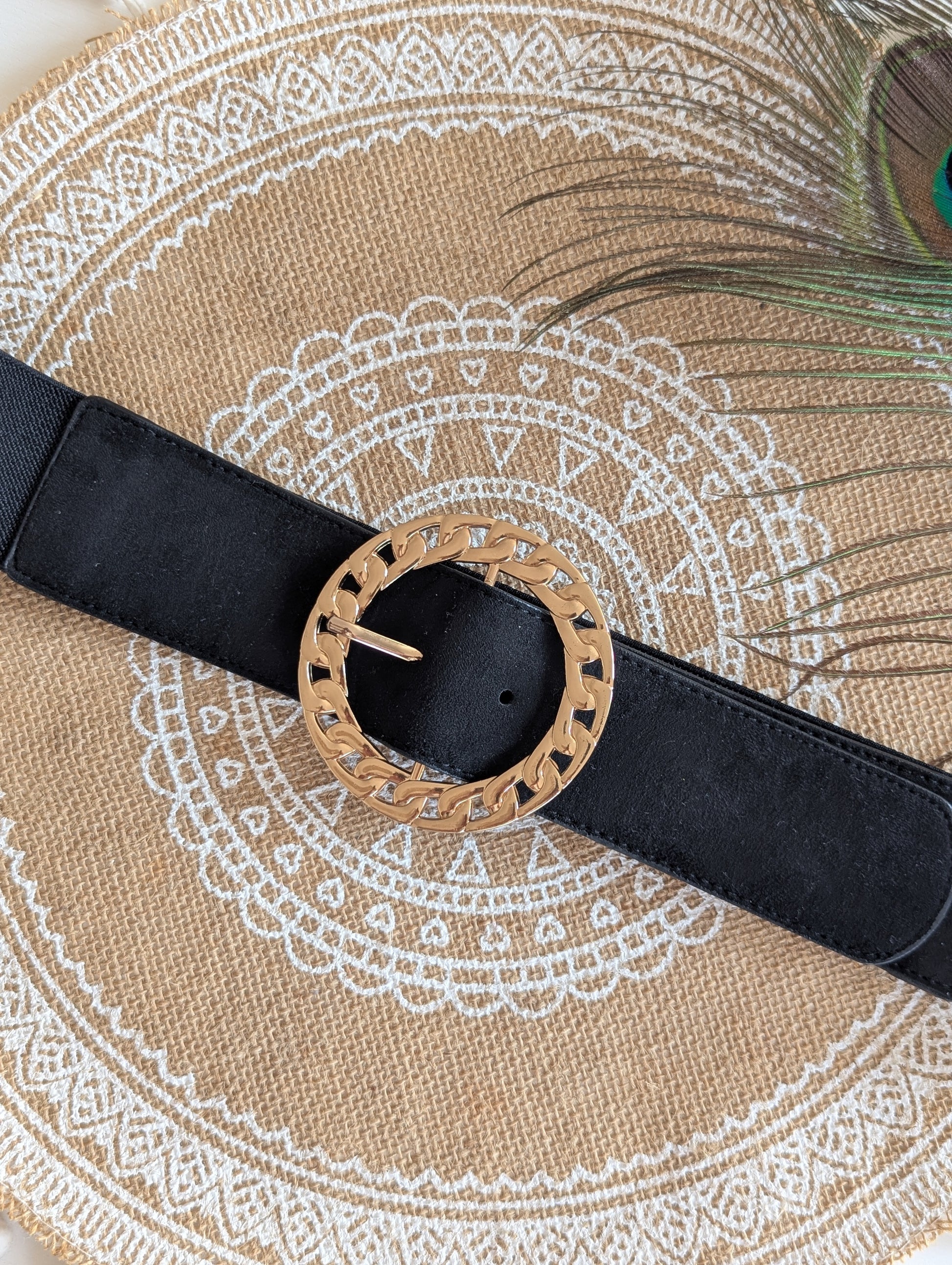 Ceinture noire élastique grande taille femme réglable