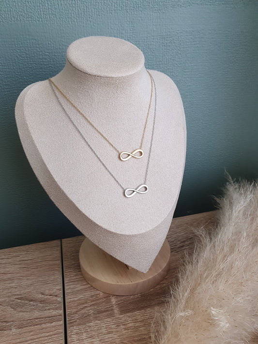 Collier signe infini acier inoxydable doré et argenté femme