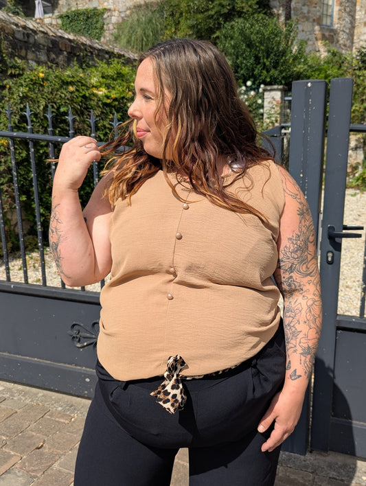 Top débardeur camel fluide femme grande taille