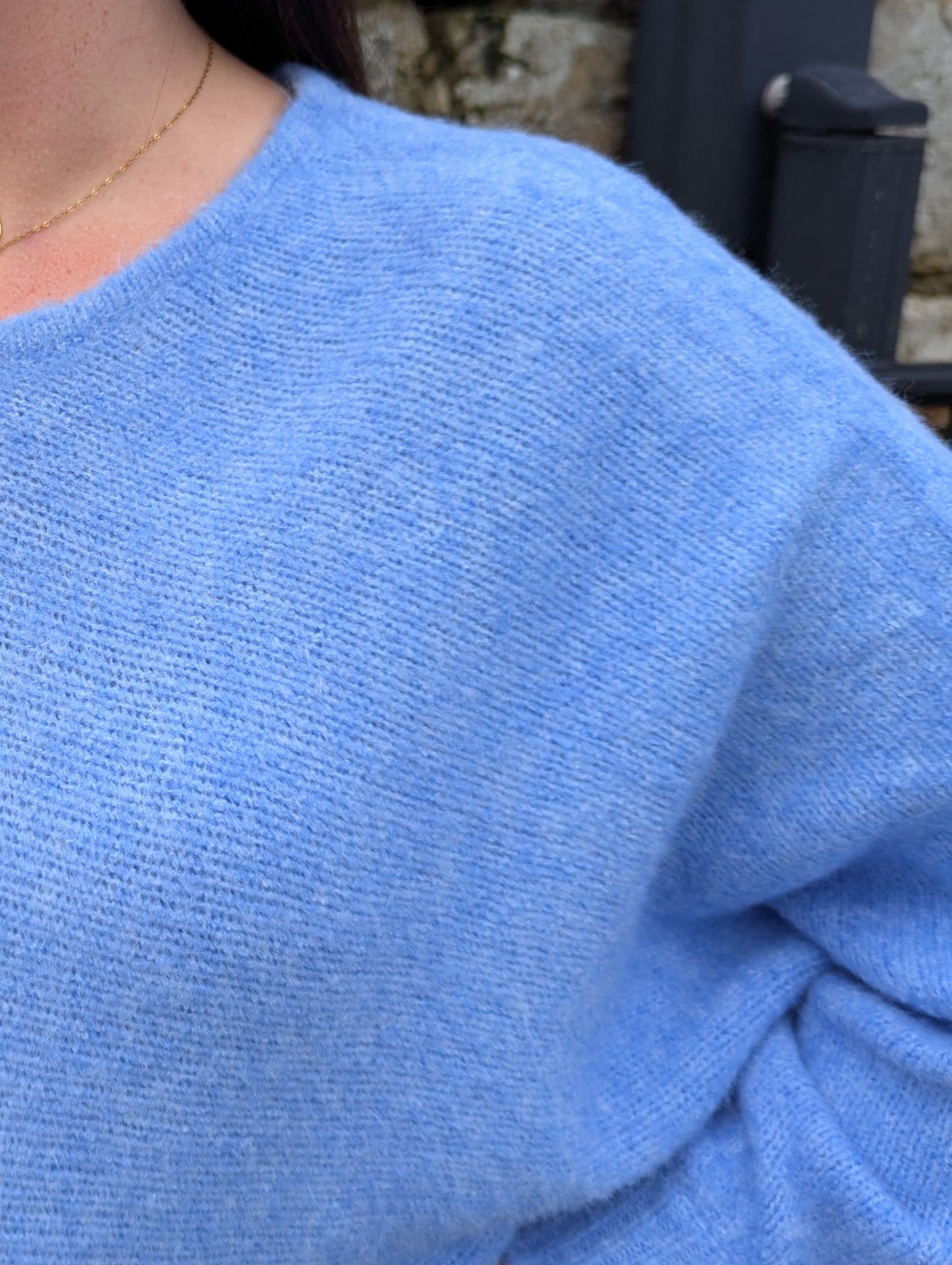 Pull bleu ciel coupe oversize femme