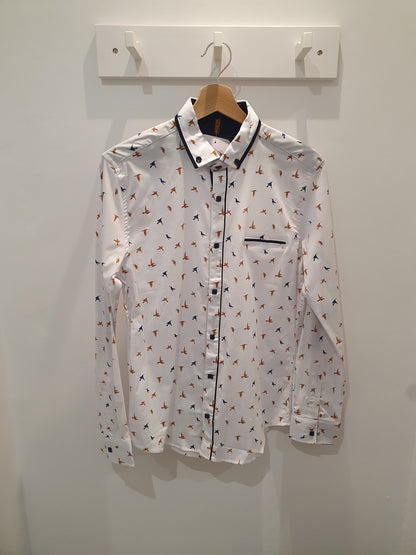 Chemise blanche à motif colibri homme tendance