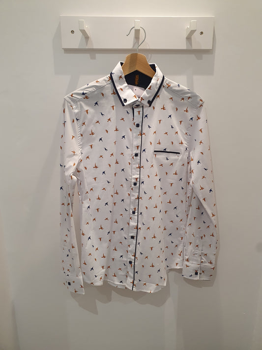 Chemise blanche à motif colibri homme tendance