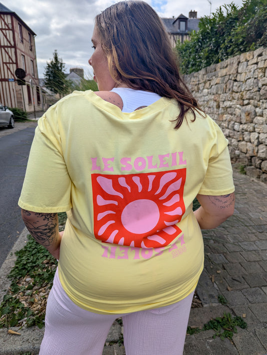 T-shirt Le soleil jaune orange rose femme grande taille