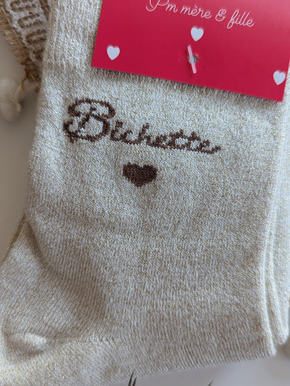 Chaussettes Bichette beige et camel femme