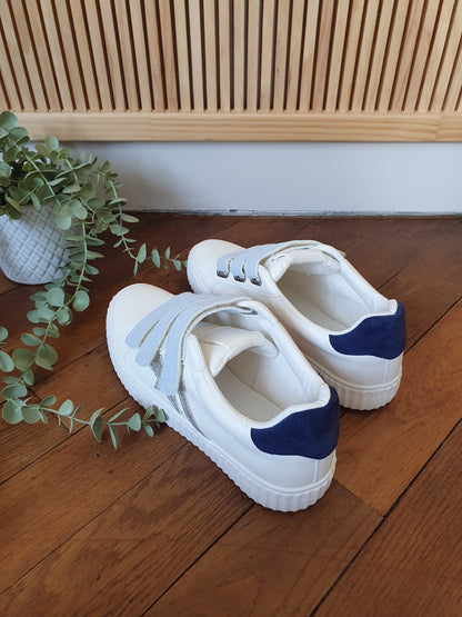 Baskets blanc bleu argent à scratch style vanessa wu