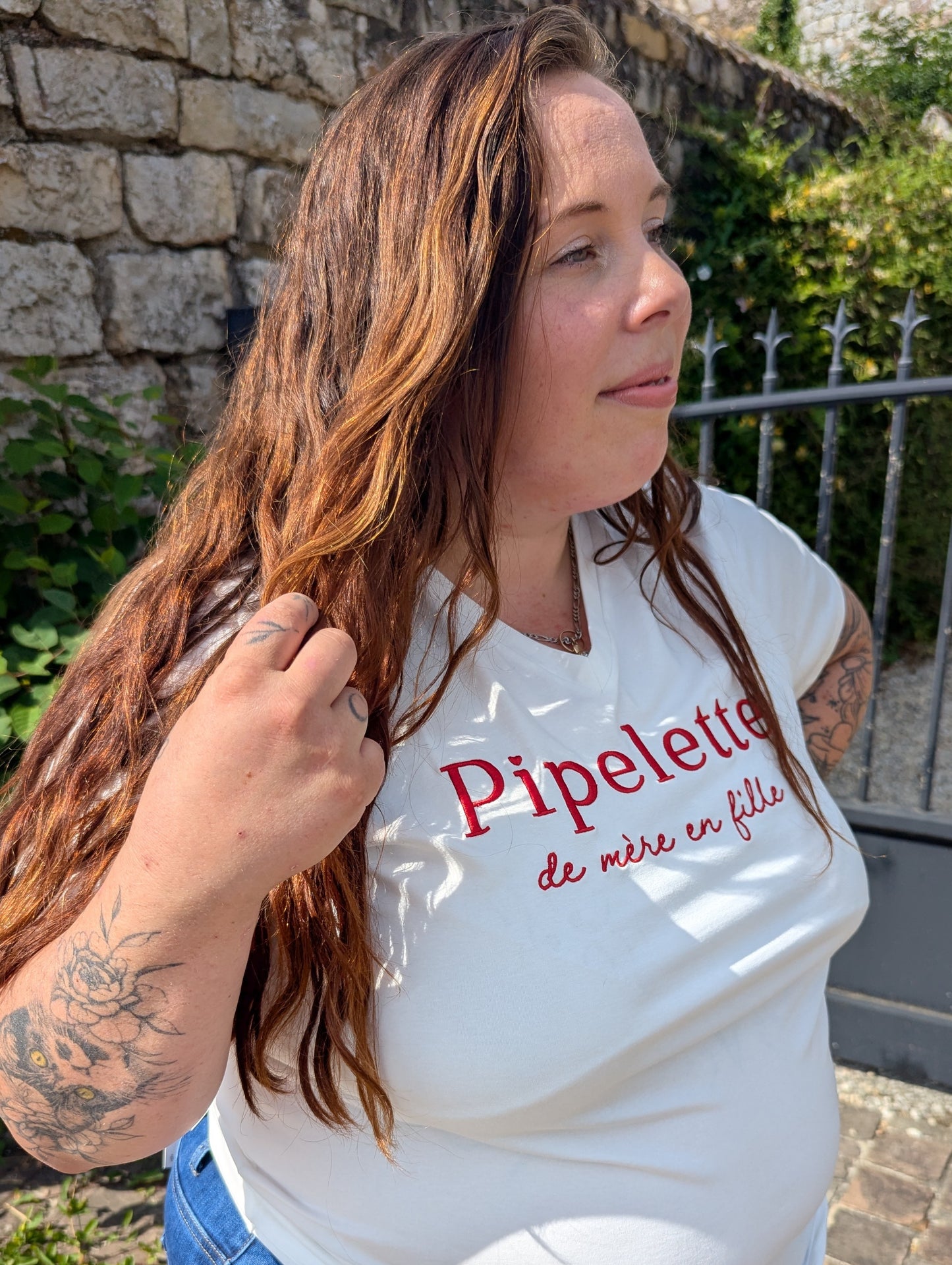 T-shirt PIPELETTE Curvy (blanc/rouge)