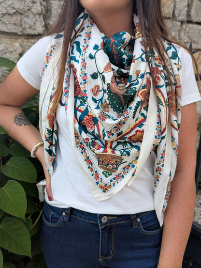 Foulard FLEURS (écru)