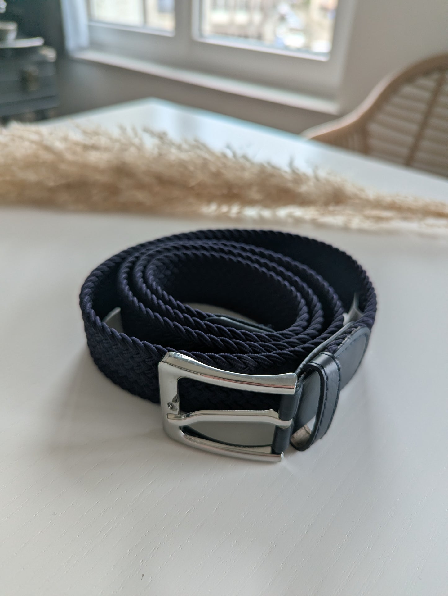 Ceinture tressée taille unique pour femme boucle argentée