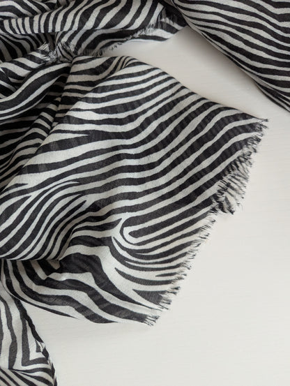 Foulard zèbre noir et blanc pour femme imprimé animal