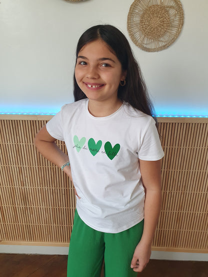 T-shirt TELLE FILLE (cœurs/vert)